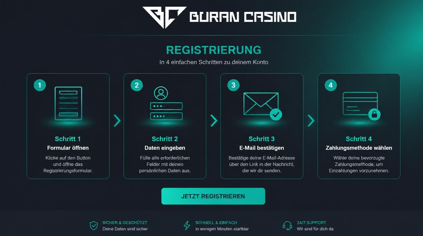 Vier Schritte zur Registrierung bei Buran Casino auf Deutsch